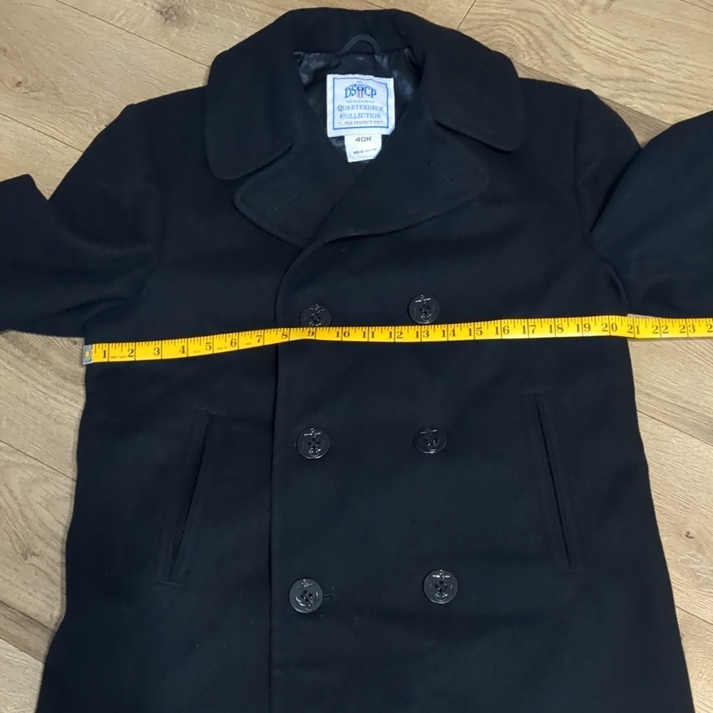DSCP Quarterdeck Collection Pea Coat Black Navy Double Breasted Wool Men's Sz 40 - Picture 9 of 12